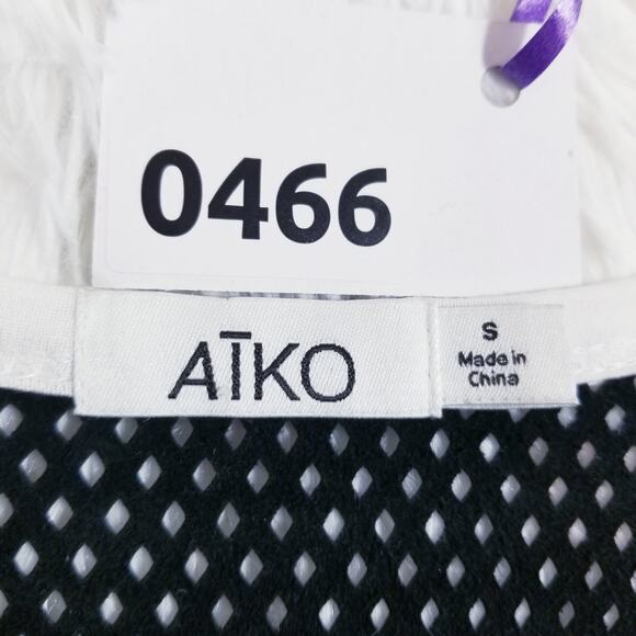 AIKO Trudie Silk & Leather Keyhole Blouse - Picture 10 of 10